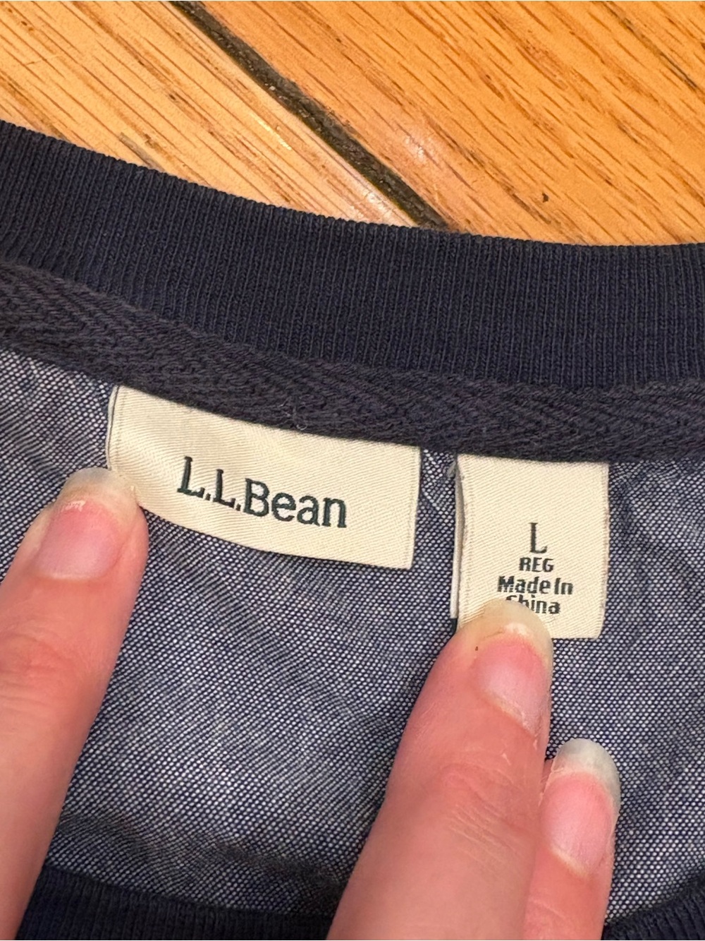 L.L. Bean Navy, Red & White Striped Long-Sleeve Tee sweatshirt crewneck large - Picture 2 of 2
